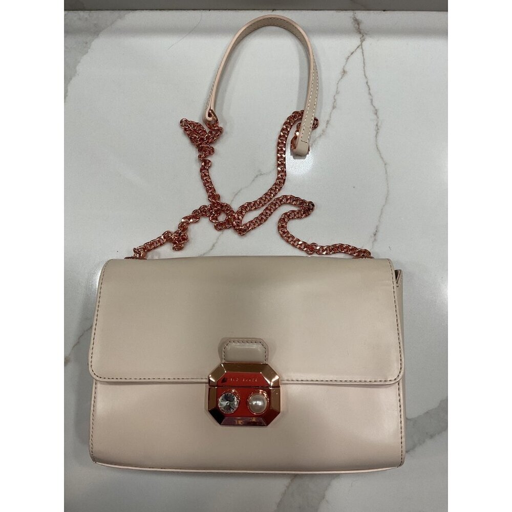 Ted Baker London Pink Leather Rose Gold Crossbody Bag Glam Wedding Formal